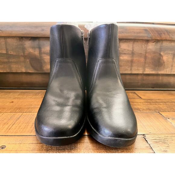 CLARKS Women's Sttyn Rae Wedge Heel Booties Black Leather Sz 9 - Picture 4 of 11